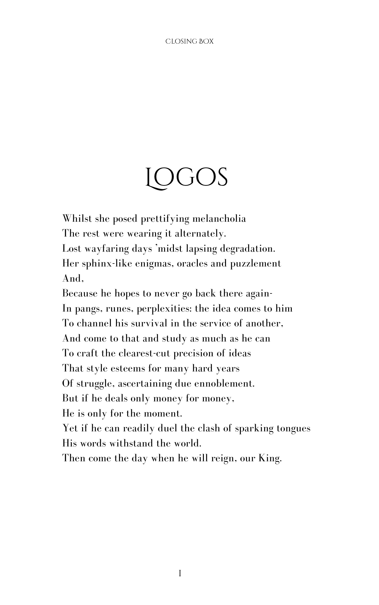 Logos, the first poem