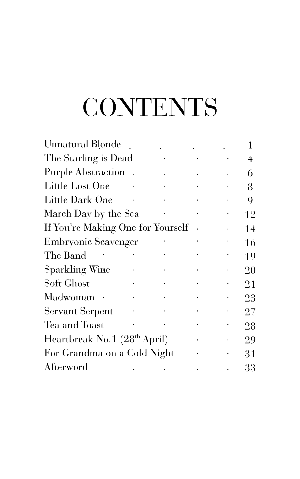 Unnatural Blonde Contents