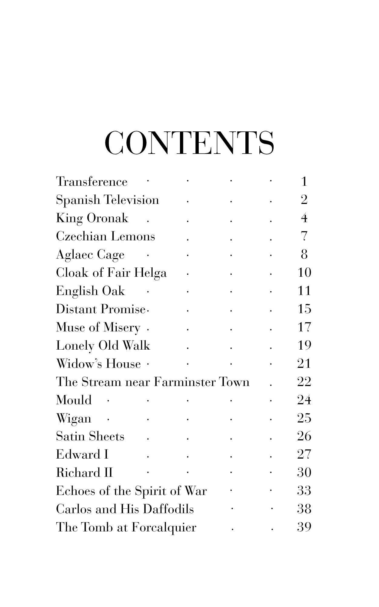 CONTENTS PAGE Lycan Sigh