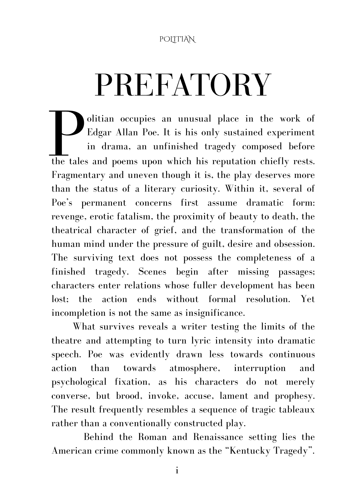 PREFATORY POLITIAN