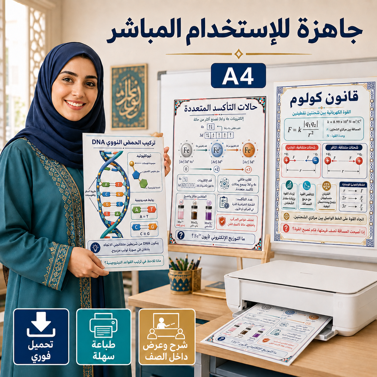 باقة بوسترات العلوم الشاملة للصف الثاني عشر 2026 | 60 بوسترا تعليميا مع برومبت احترافي