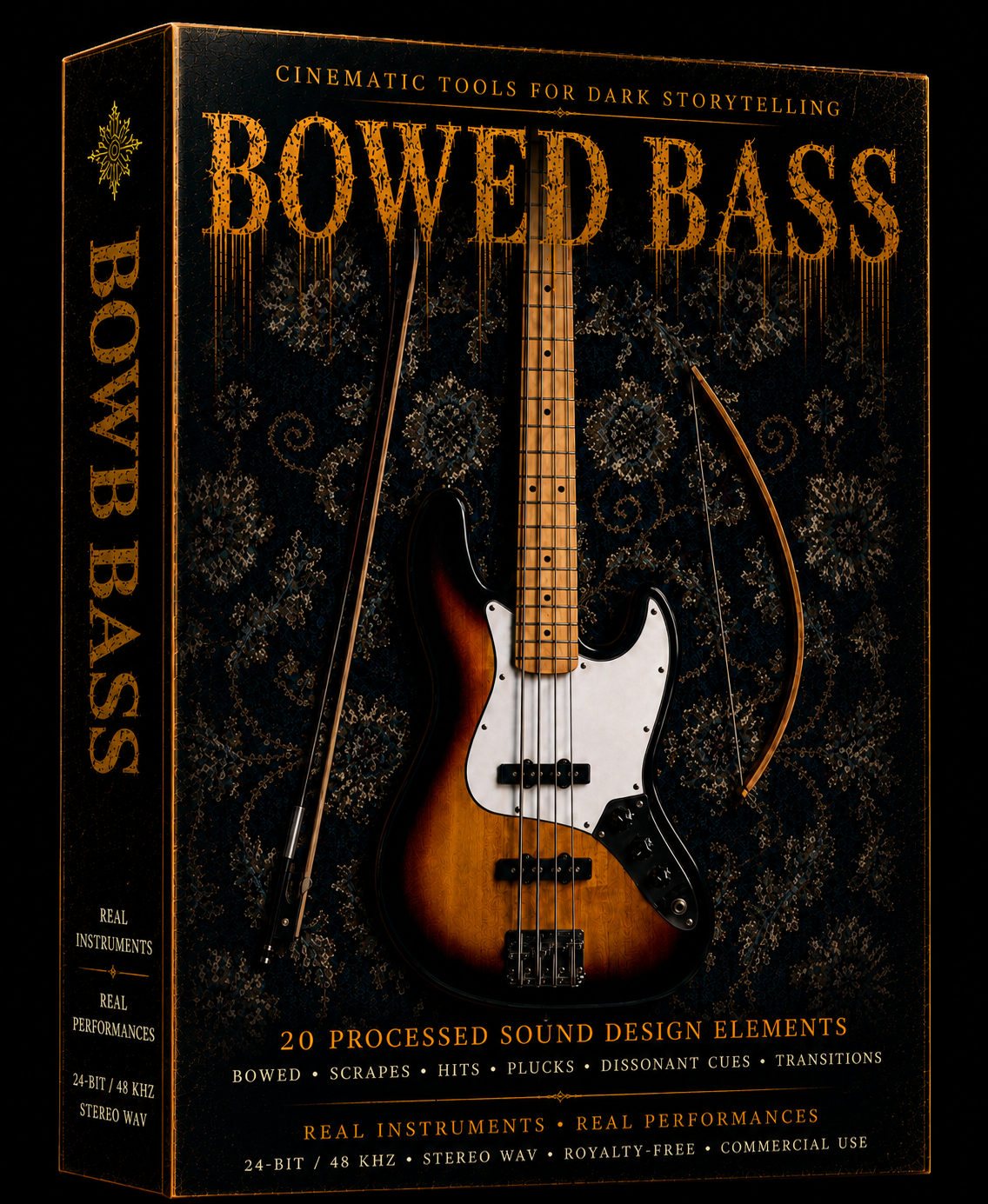 Bowed bass sound effects for dark cinematic scoring: eerie scrapes, aggressive hits, haunting plucks, dissonant textures and transitions. 24-bit/48 kHz stereo WAV, royalty-free for trailers, horror, games and film.
