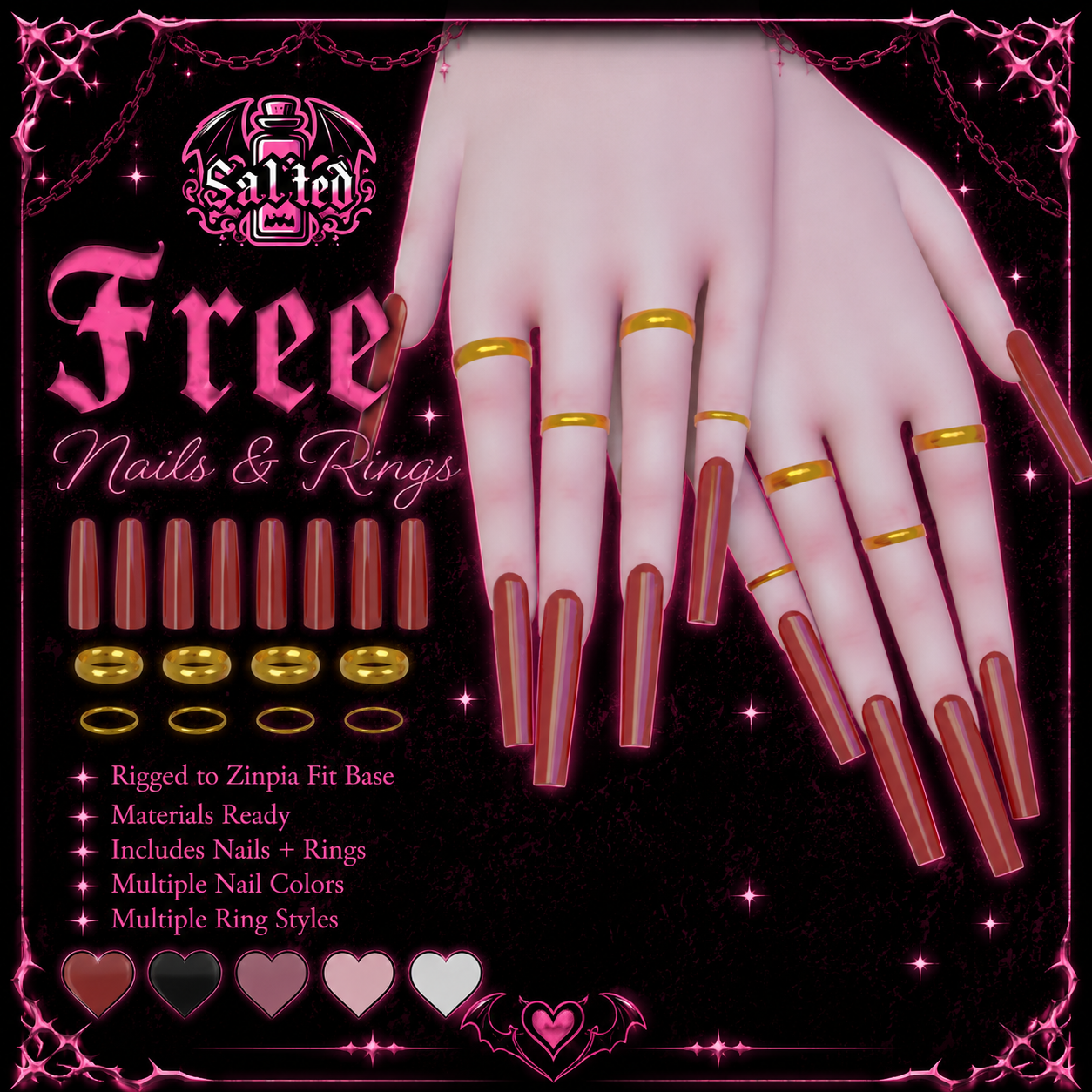 Long Square Nails & Rings