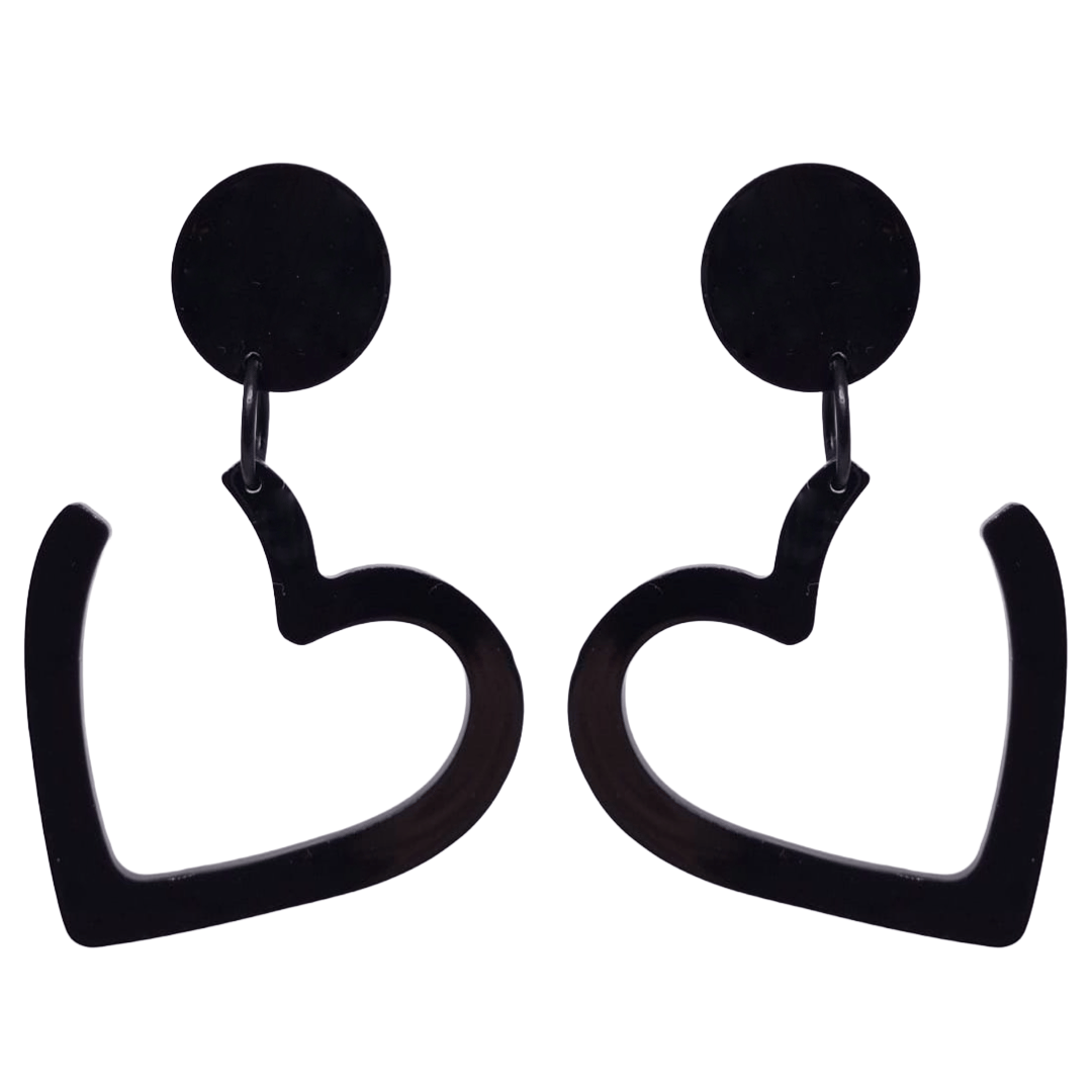 1980's Style Retro Black Heart Earrings by Atomic Cat