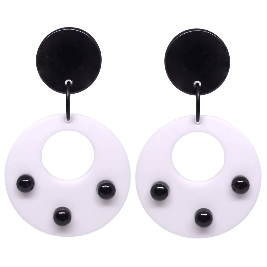 Retro Vintage Style Black White Hoop Earrings by Atomic Cat