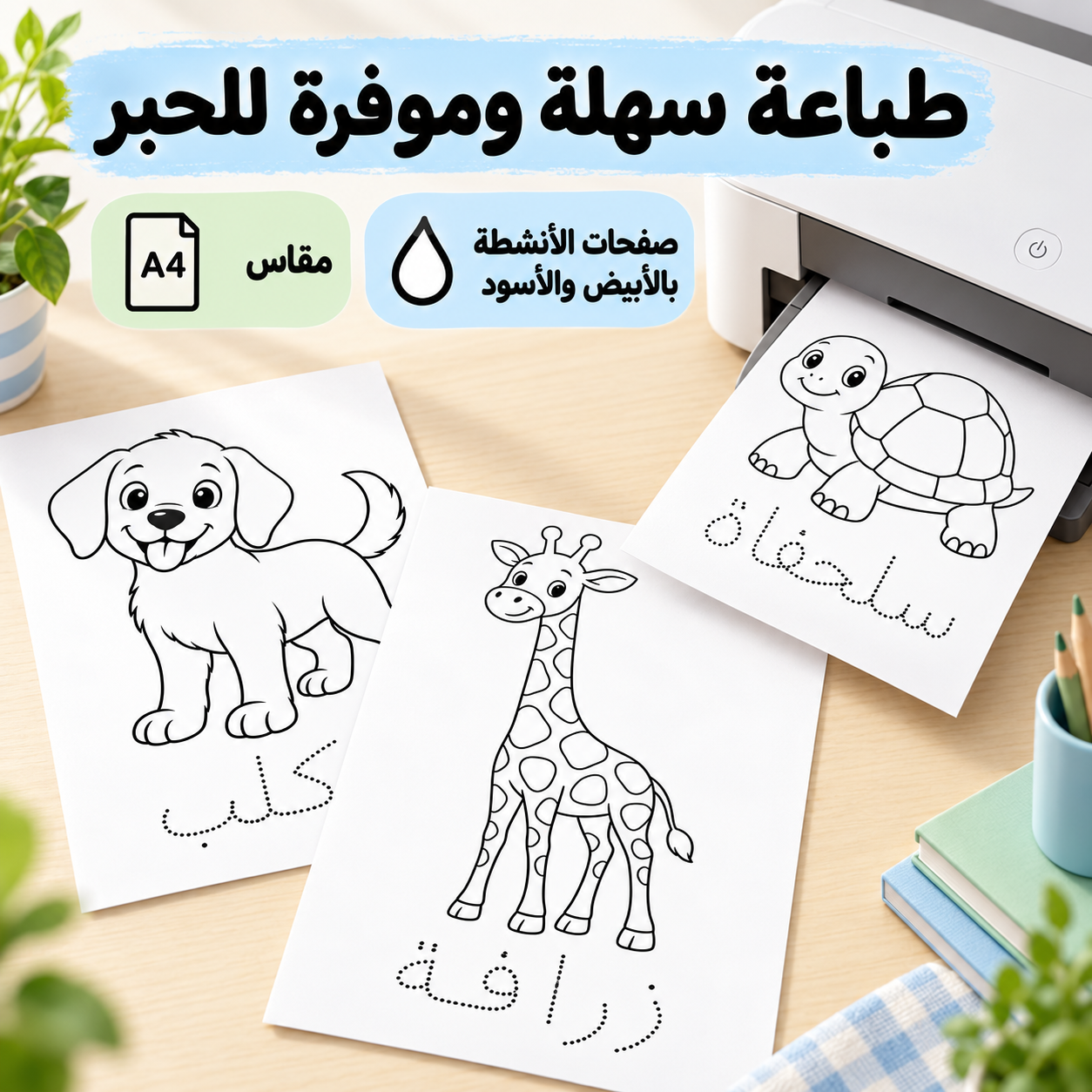 تعلم الحروف مع الحيوانات – تلوين وتتبع من الألف إلى الياء (2)