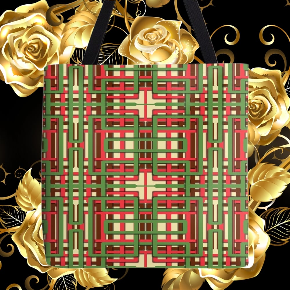 An all-over print tote bag design created by Erin Nevers.