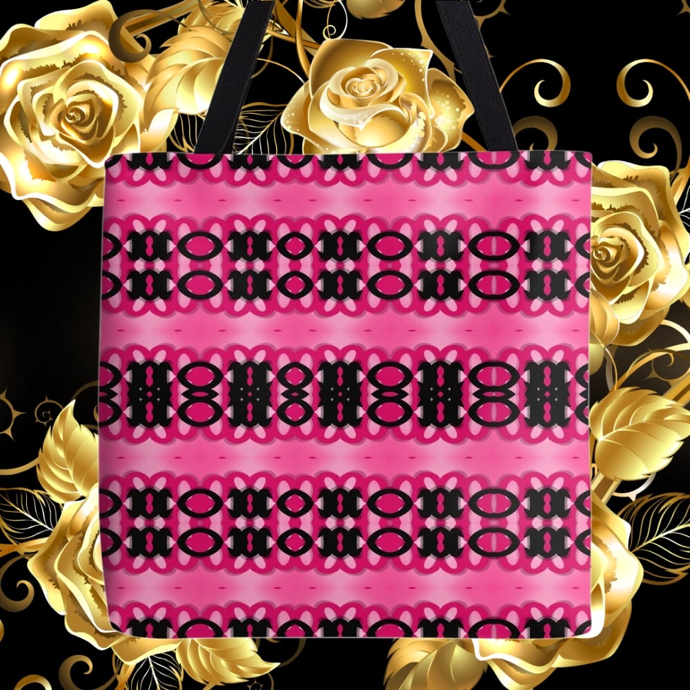 An all-over print tote bag design created by Erin Nevers.