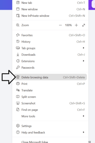 delete browsing data