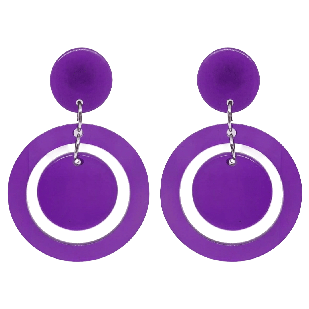 Retro 1960's Style Purple Double hoop earrings by Atomic Cat