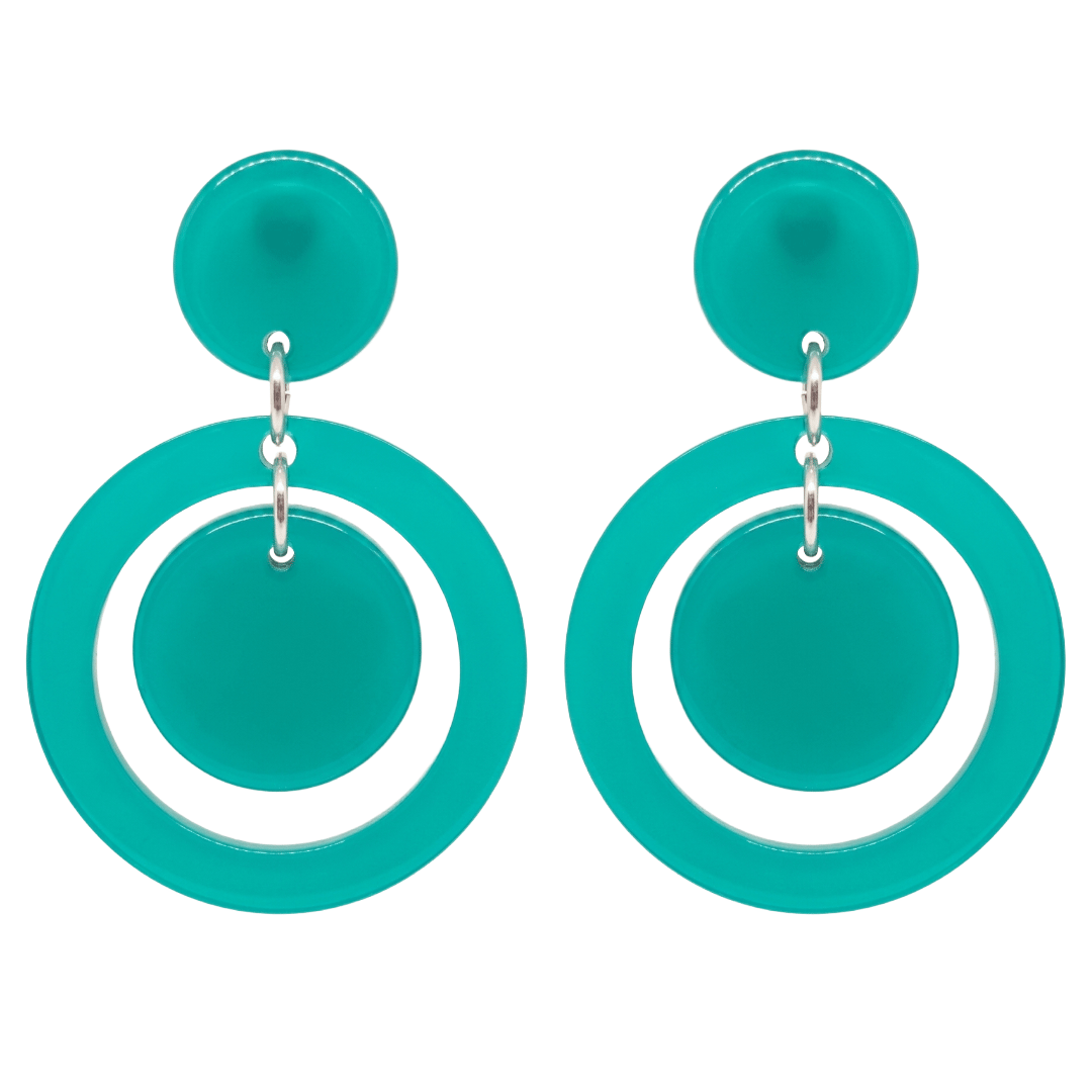 Retro 1960's Style Green Double hoop earrings by Atomic Cat