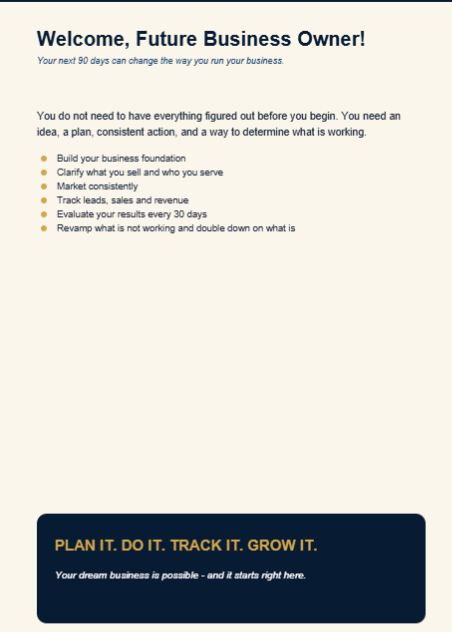 90 Day Business Launch Journal