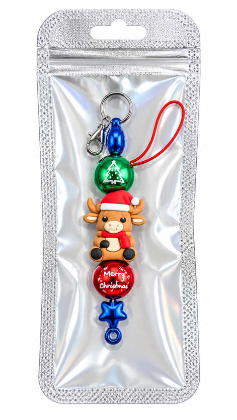 Handmade reindeer Christmas hanging ornament presented in festive gift packaging