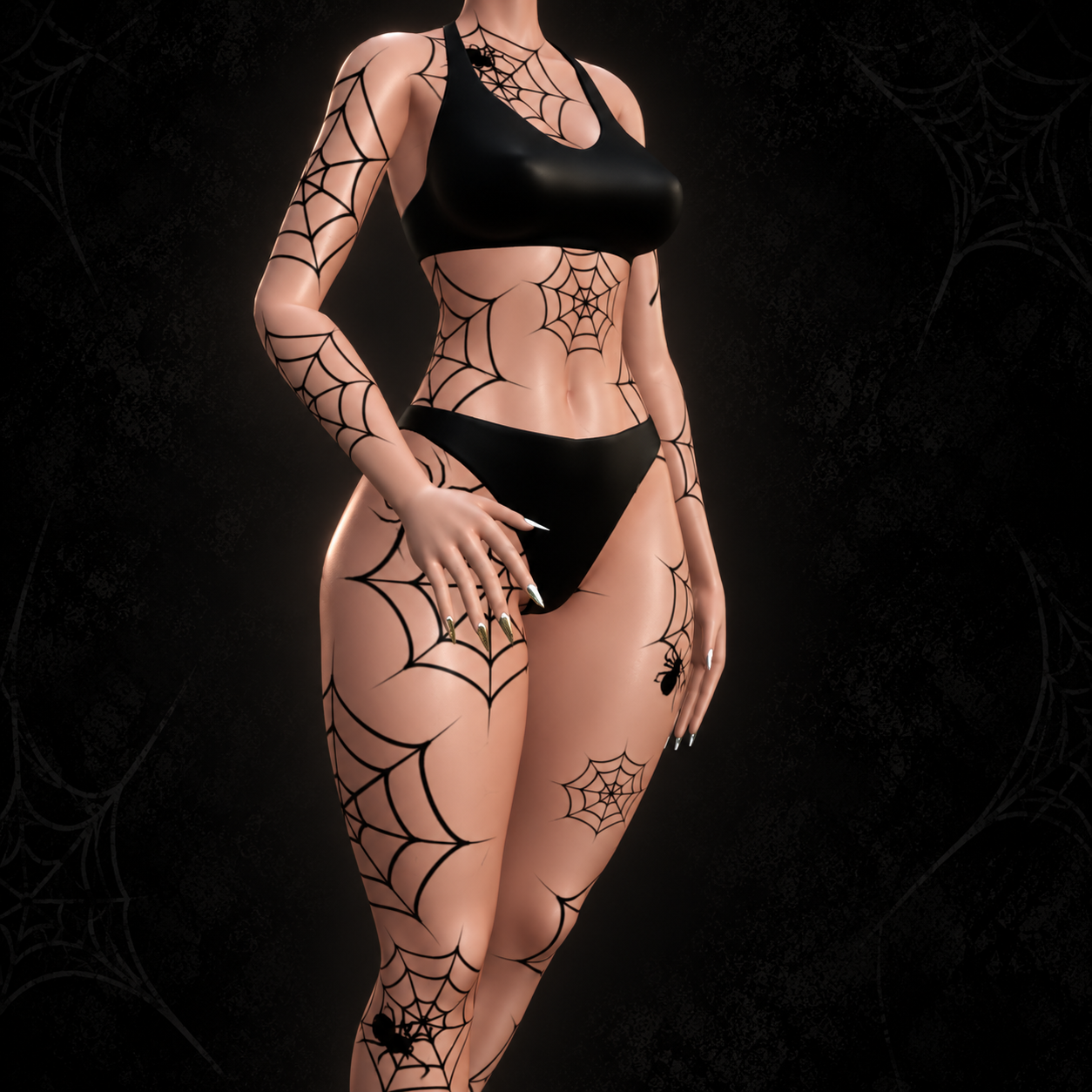 Spiderweb Tattoo Set | Full Body Blackwork