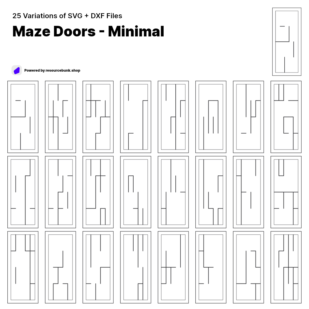 Maze Doors - Minimal | 25 Door Design | SVG + DXF preview 1
