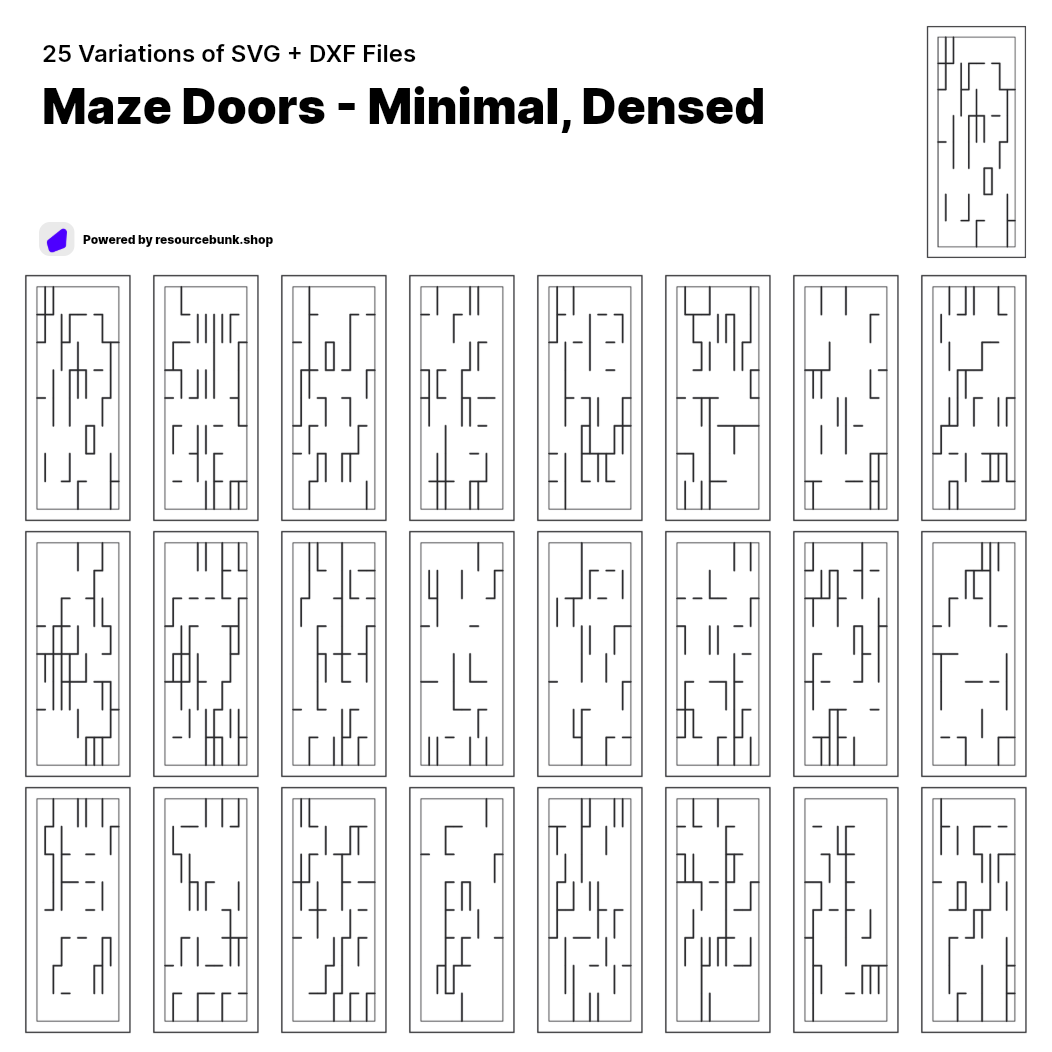 Maze Doors - Minimal, Densed | 25 Door Design | SVG + DXF preview 1