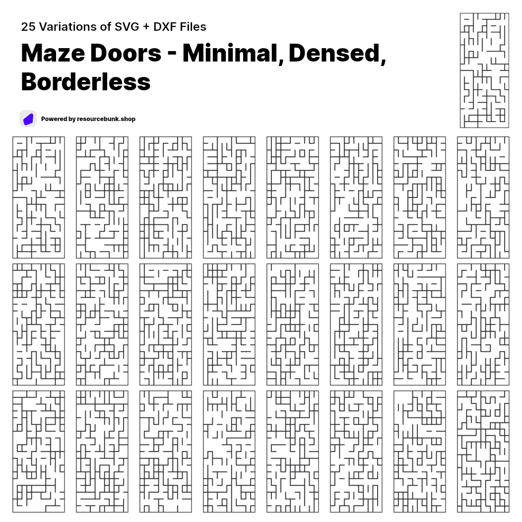 Maze Doors - Minimal, Densed, Borderless | 25 Door Design | SVG + DXF preview 1