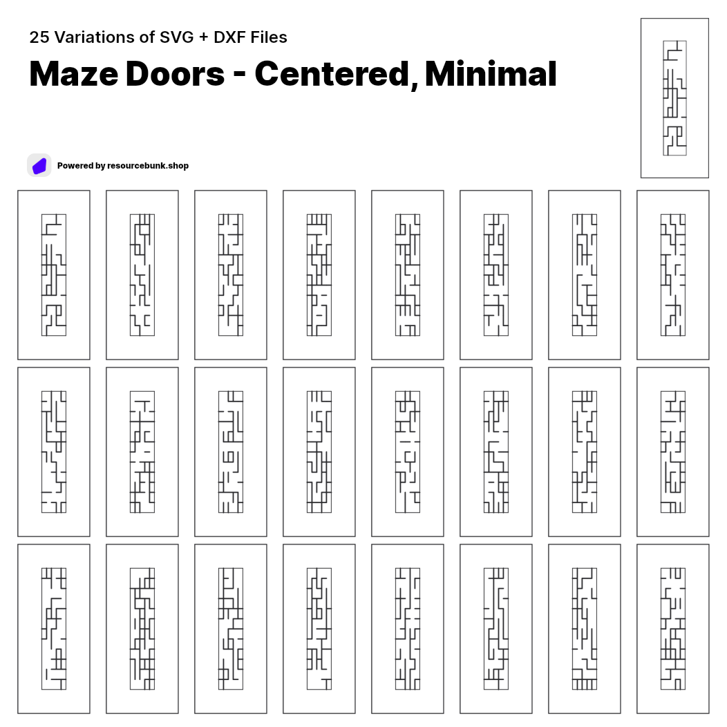 Maze Doors - Centered, Minimal | 25 Door Design | SVG + DXF preview 1