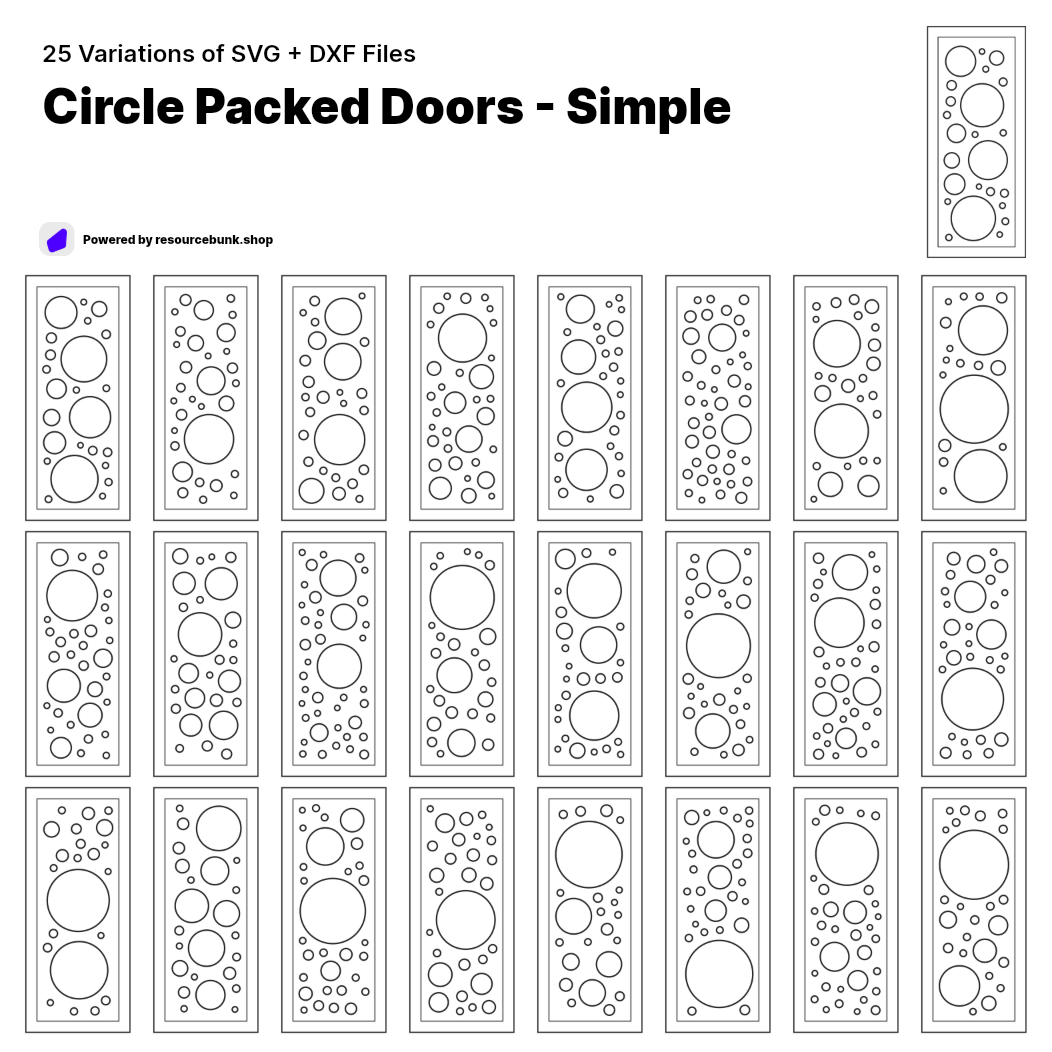 Circle Packed Doors - Simple | 25 Door Design | SVG + DXF preview 1