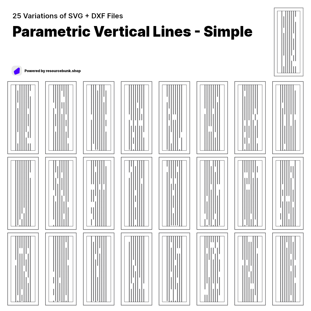 Parametric Vertical Lines - Simple | 25 Door Design | SVG + DXF preview 1