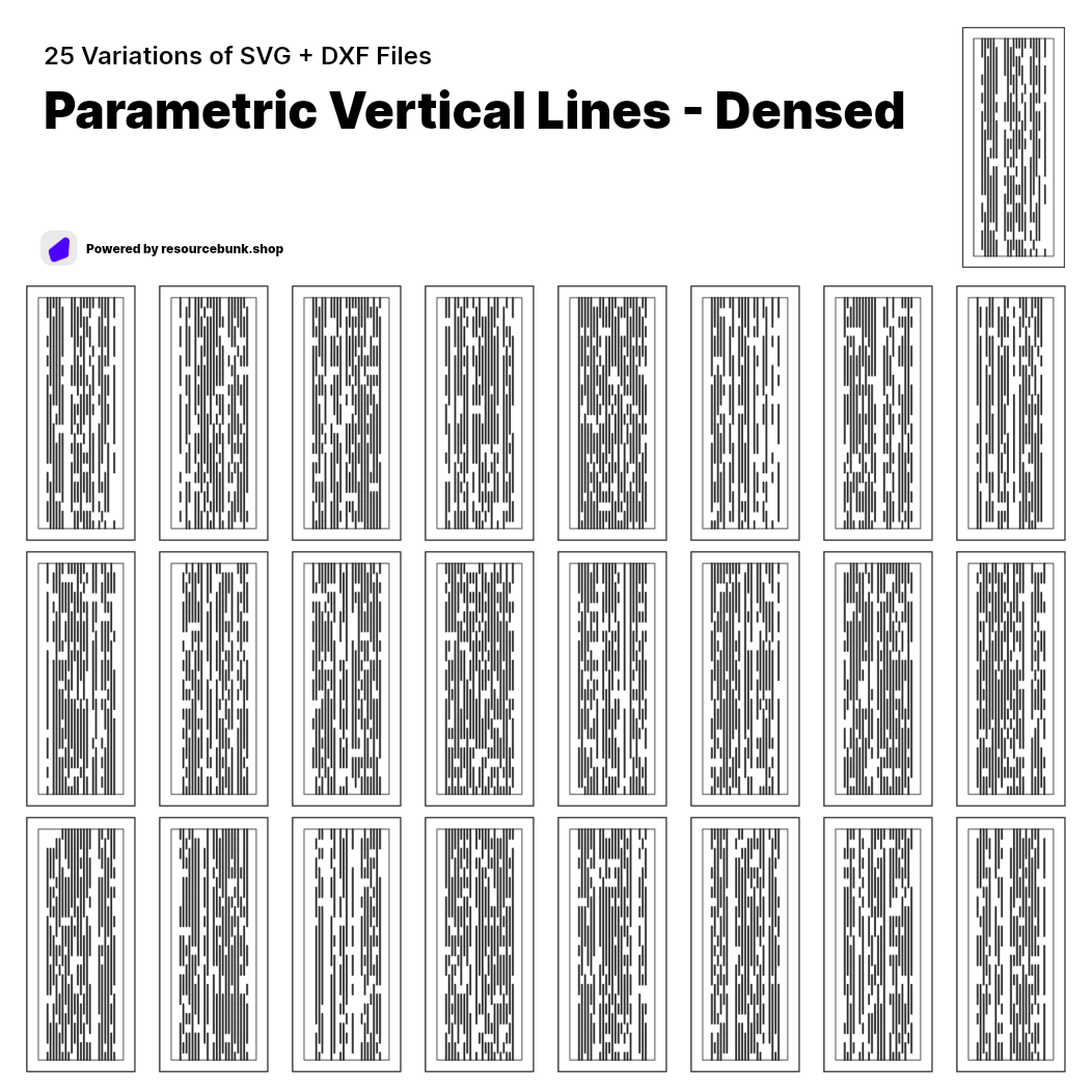 Parametric Vertical Lines - Densed | 25 Door Design | SVG + DXF preview 1