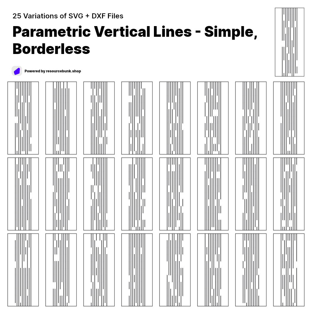 Parametric Vertical Lines - Simple, Borderless | 25 Door Design | SVG + DXF preview 1