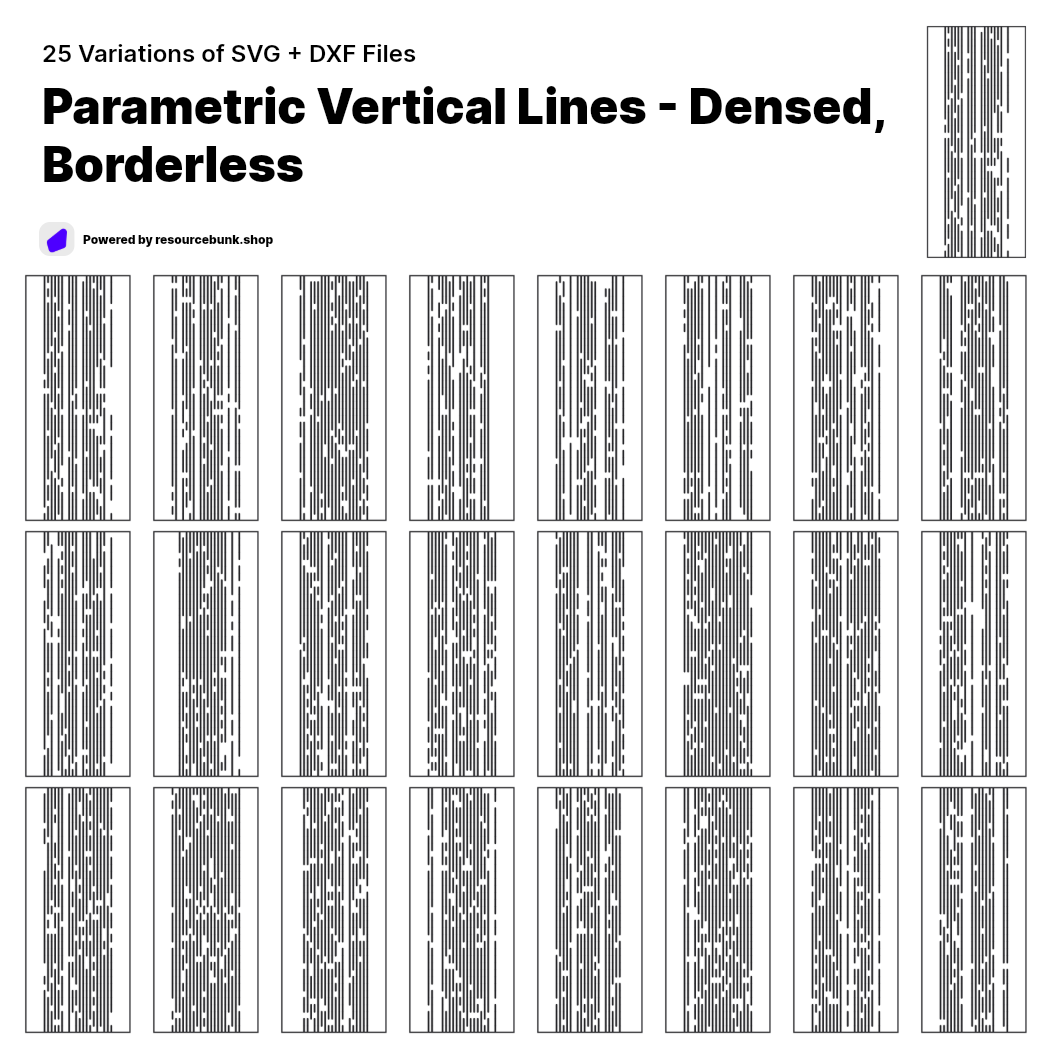 Parametric Vertical Lines - Densed, Borderless | 25 Door Design | SVG + DXF