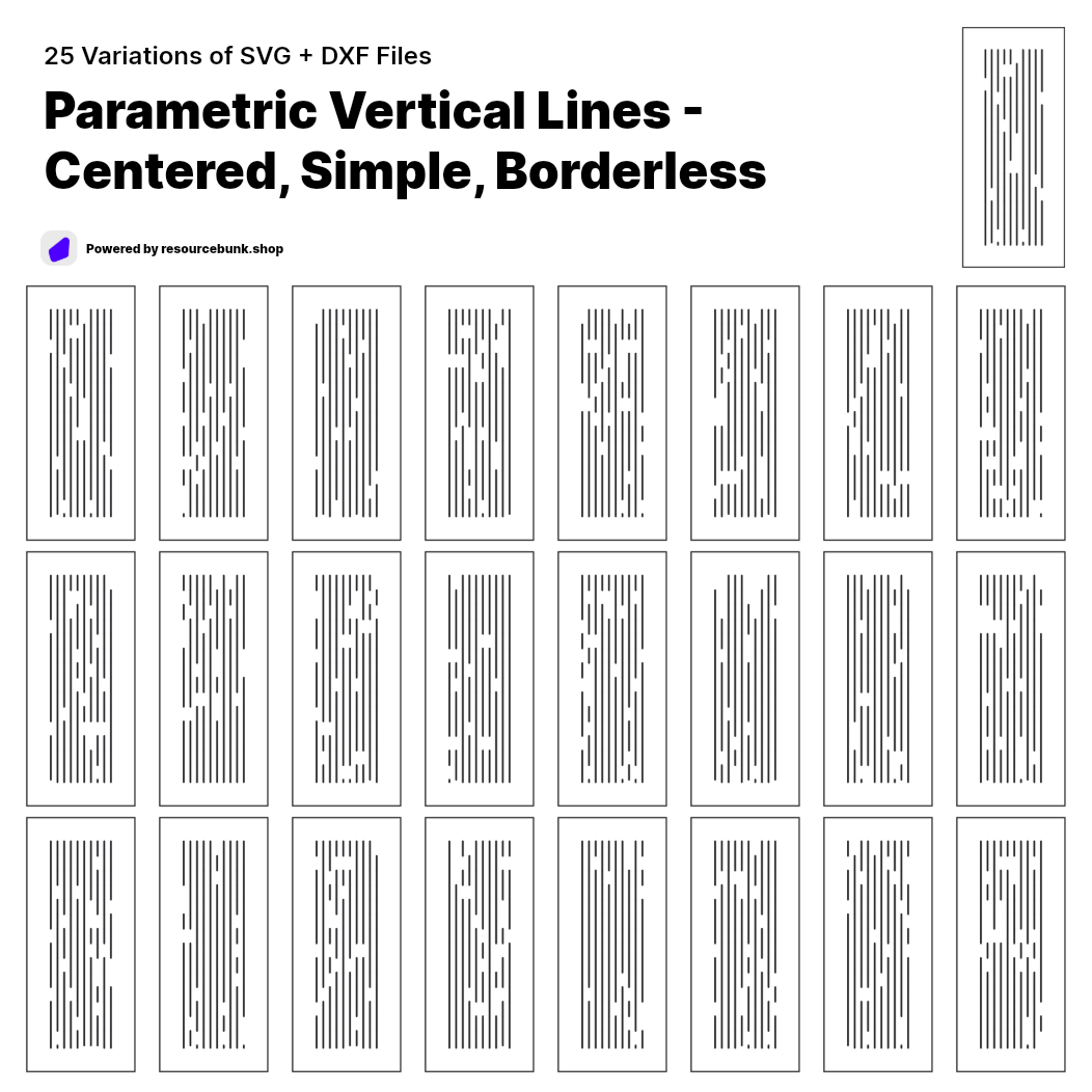 Parametric Vertical Lines - Centered, Simple, Borderless | 25 Door Design | SVG + DXF preview 1