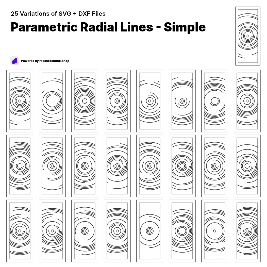 Parametric Radial Lines - Simple | 25 Door Design | SVG + DXF preview 1
