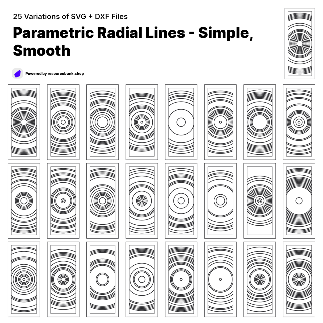 Parametric Radial Lines - Simple, Smooth | 25 Door Design | SVG + DXF preview 1