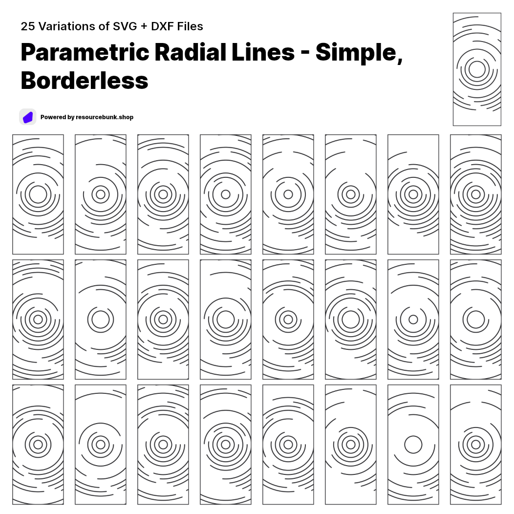 Parametric Radial Lines - Simple, Borderless | 25 Door Design | SVG + DXF preview 1