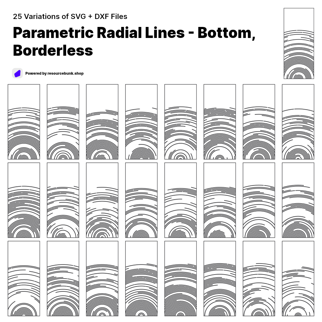Parametric Radial Lines - Bottom, Borderless | 25 Door Design | SVG + DXF preview 1