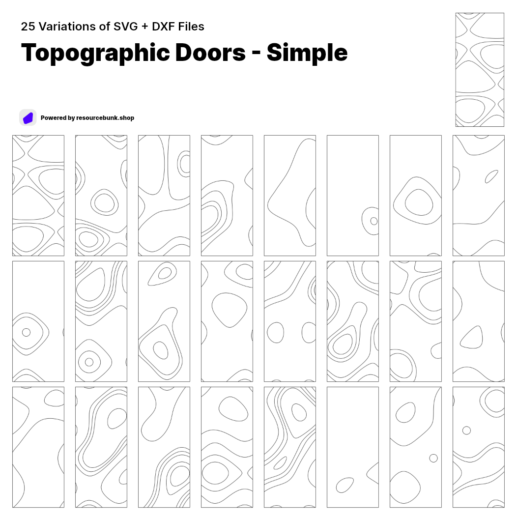Topographic Doors - Simple | 25 Door Design | SVG + DXF preview 1