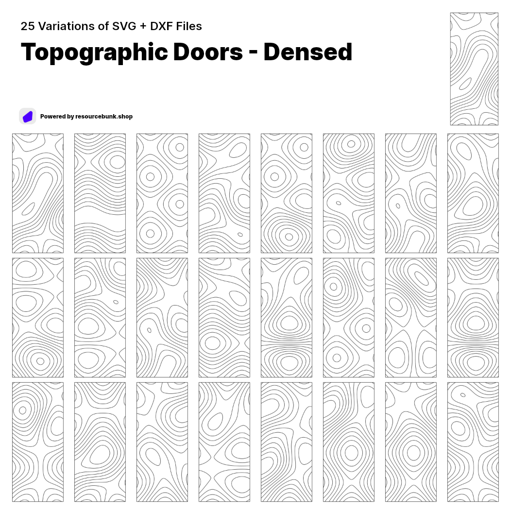 Topographic Doors - Densed | 25 Door Design | SVG + DXF preview 1