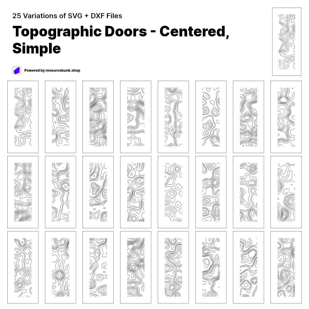 Topographic Doors - Centered, Simple | 25 Door Design | SVG + DXF preview 1