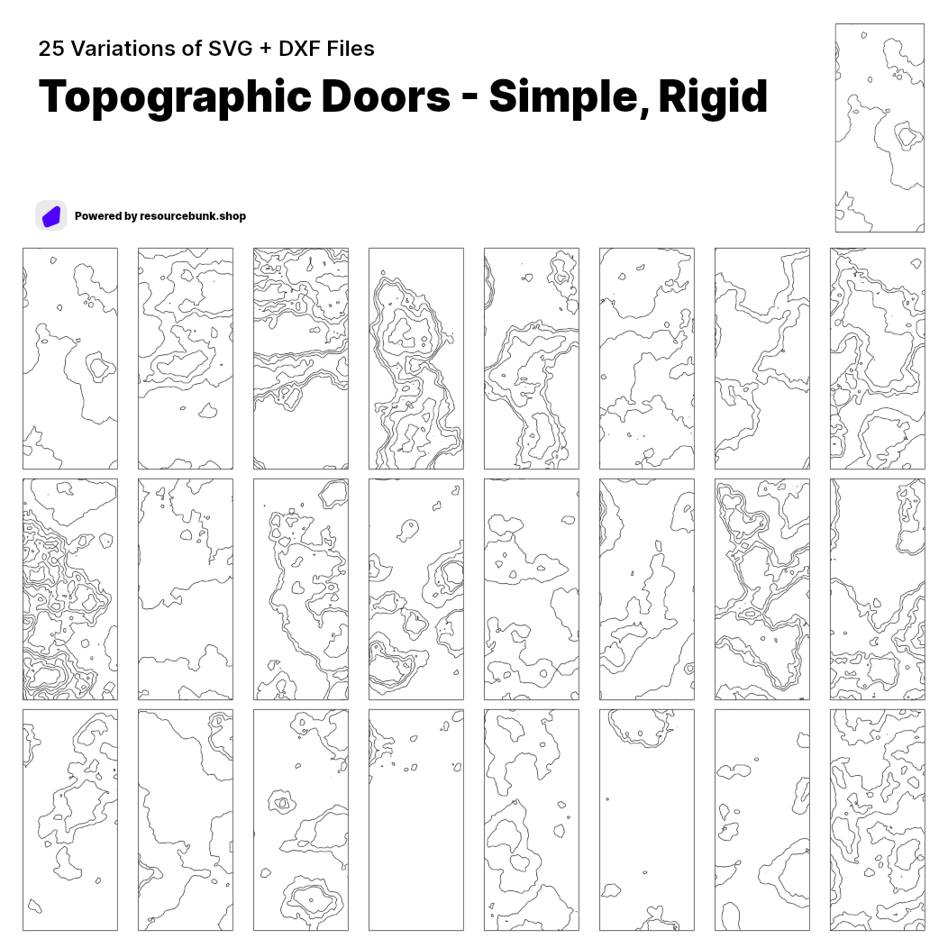 Topographic Doors - Simple, Rigid | 25 Door Design | SVG + DXF preview 1