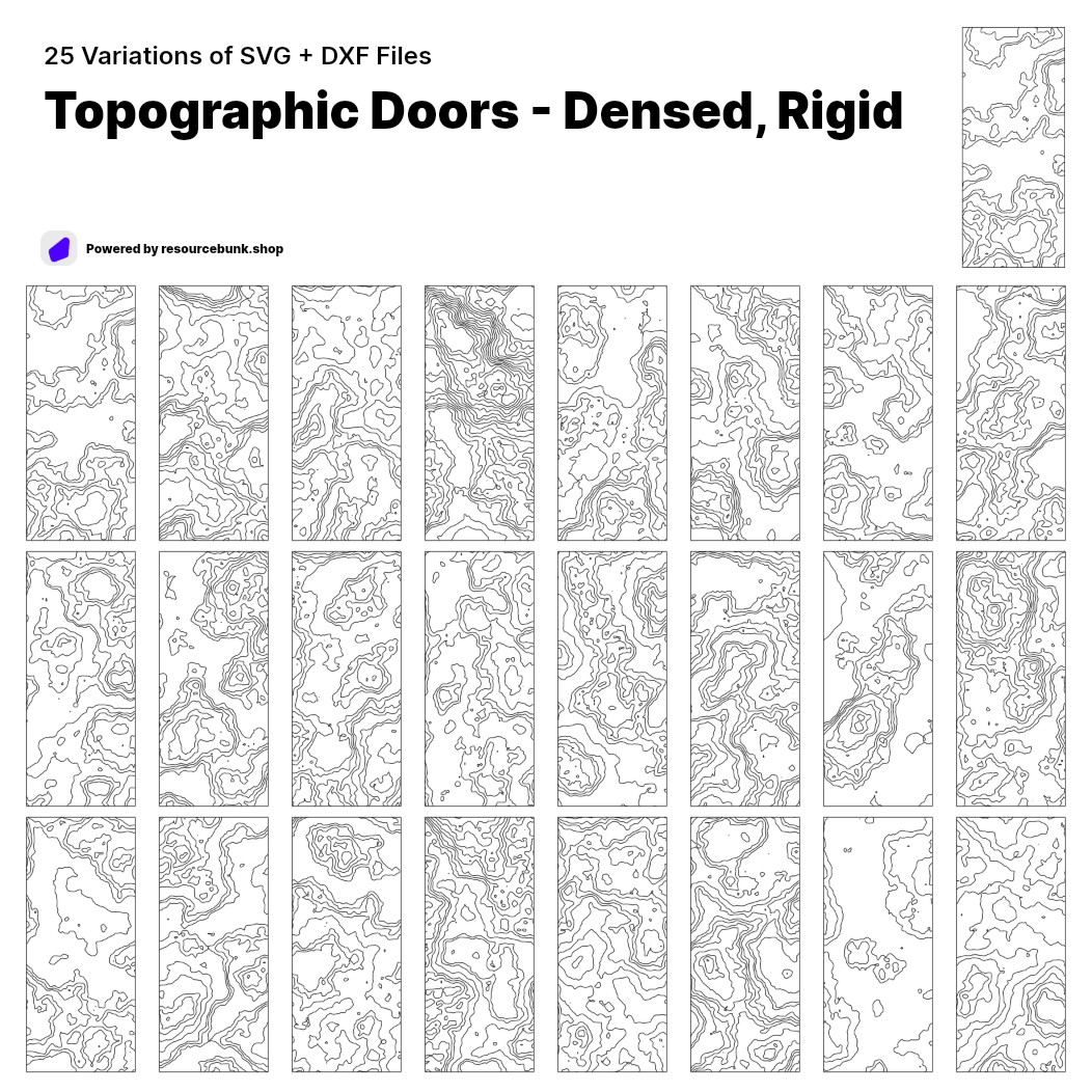 Topographic Doors - Densed, Rigid | 25 Door Design | SVG + DXF preview 1