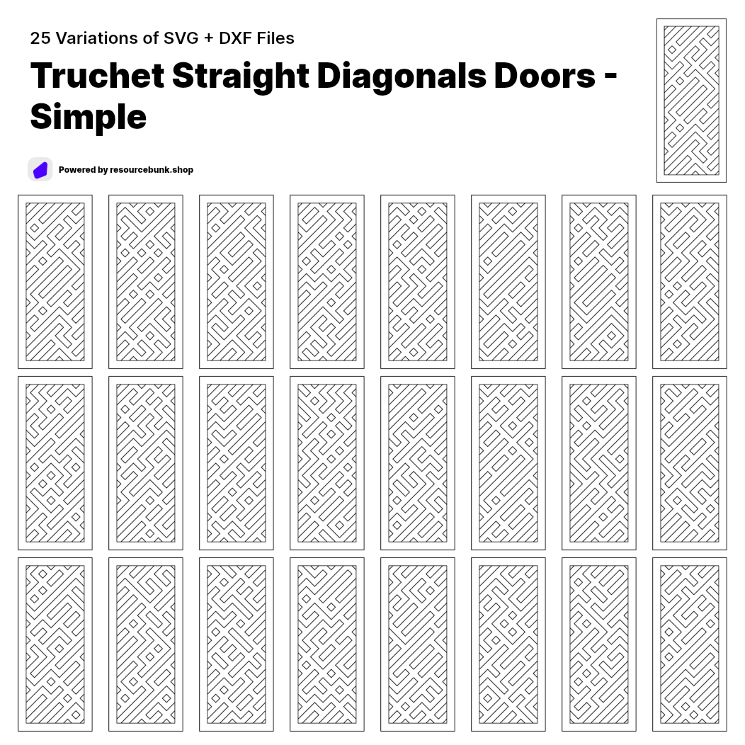 Truchet Straight Diagonals Doors - Simple | 25 Door Design | SVG + DXF preview 1