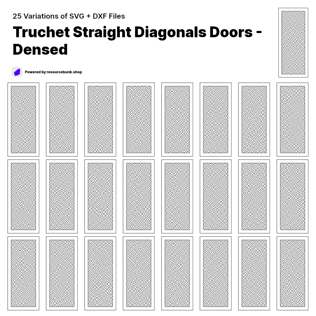Truchet Straight Diagonals Doors - Densed | 25 Door Design | SVG + DXF preview 1