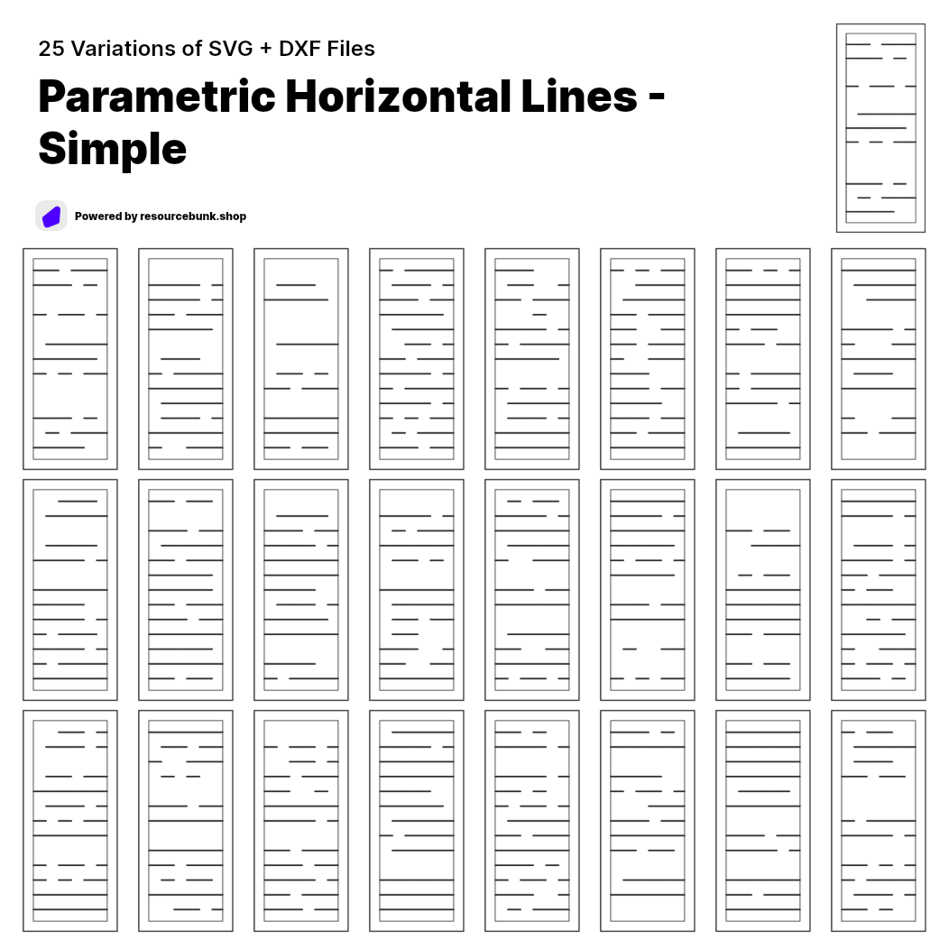 Parametric Horizontal Lines - Simple | 25 Door Design | SVG + DXF preview 1