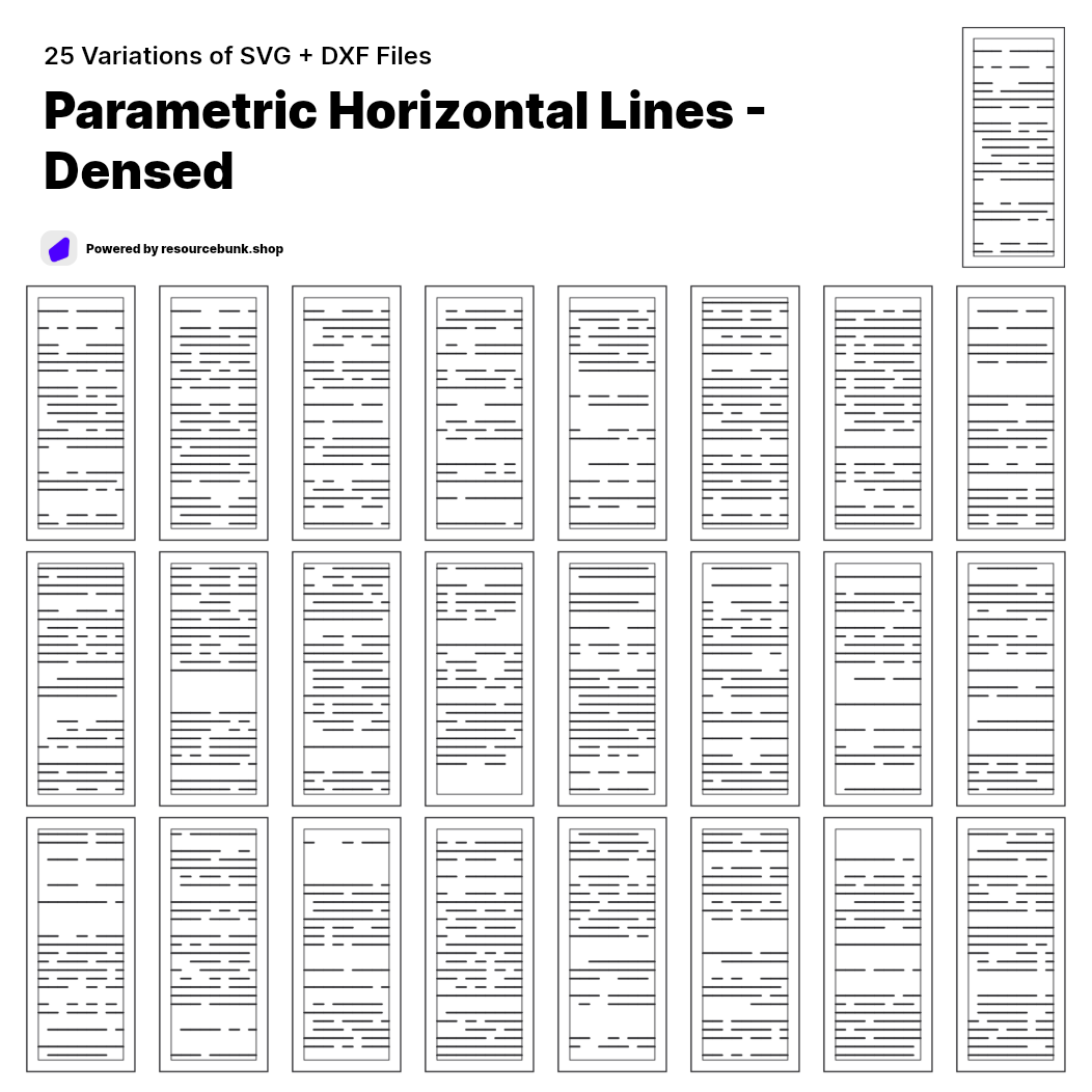 Parametric Horizontal Lines - Densed | 25 Door Design | SVG + DXF preview 1