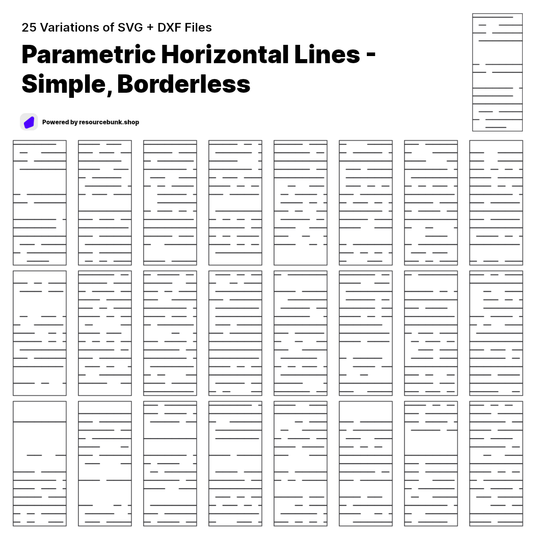 Parametric Horizontal Lines - Simple, Borderless | 25 Door Design | SVG + DXF preview 1