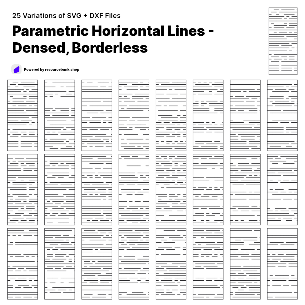 Parametric Horizontal Lines - Densed, Borderless | 25 Door Design | SVG + DXF preview 1