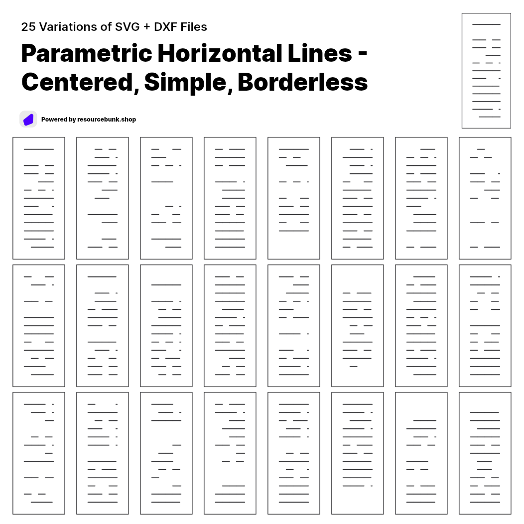 Parametric Horizontal Lines - Centered, Simple, Borderless | 25 Door Design | SVG + DXF preview 1