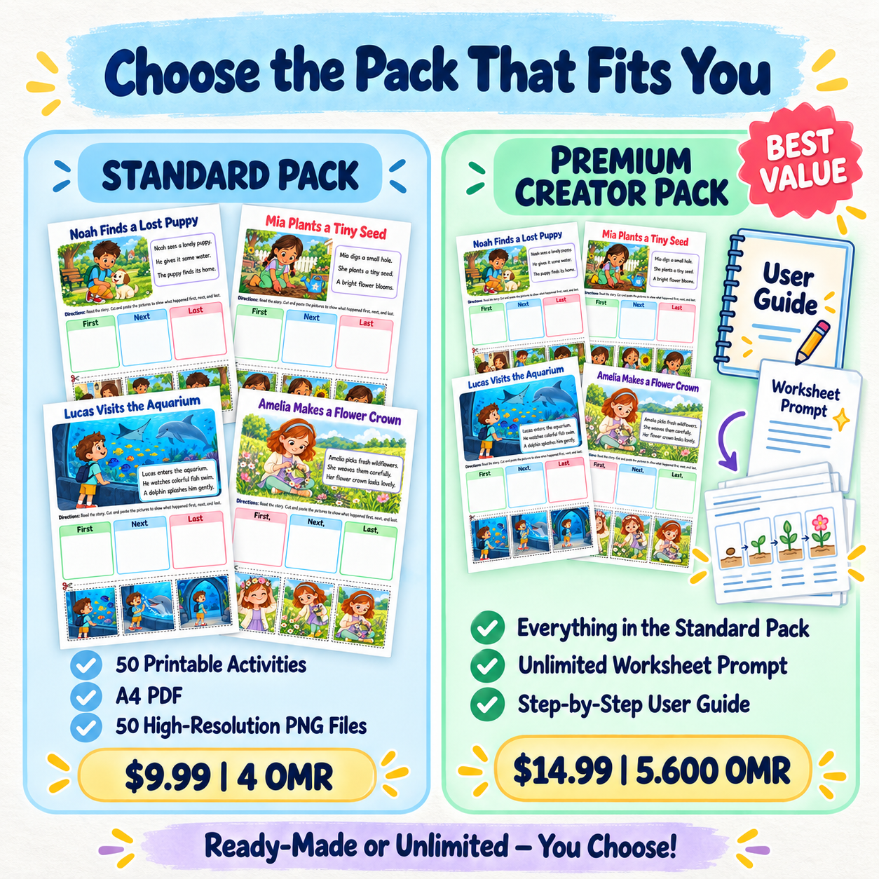 Build Sequencing & Reading Skills – 50 Printable Cut-and-Paste Activities for Kids Ages 5–8