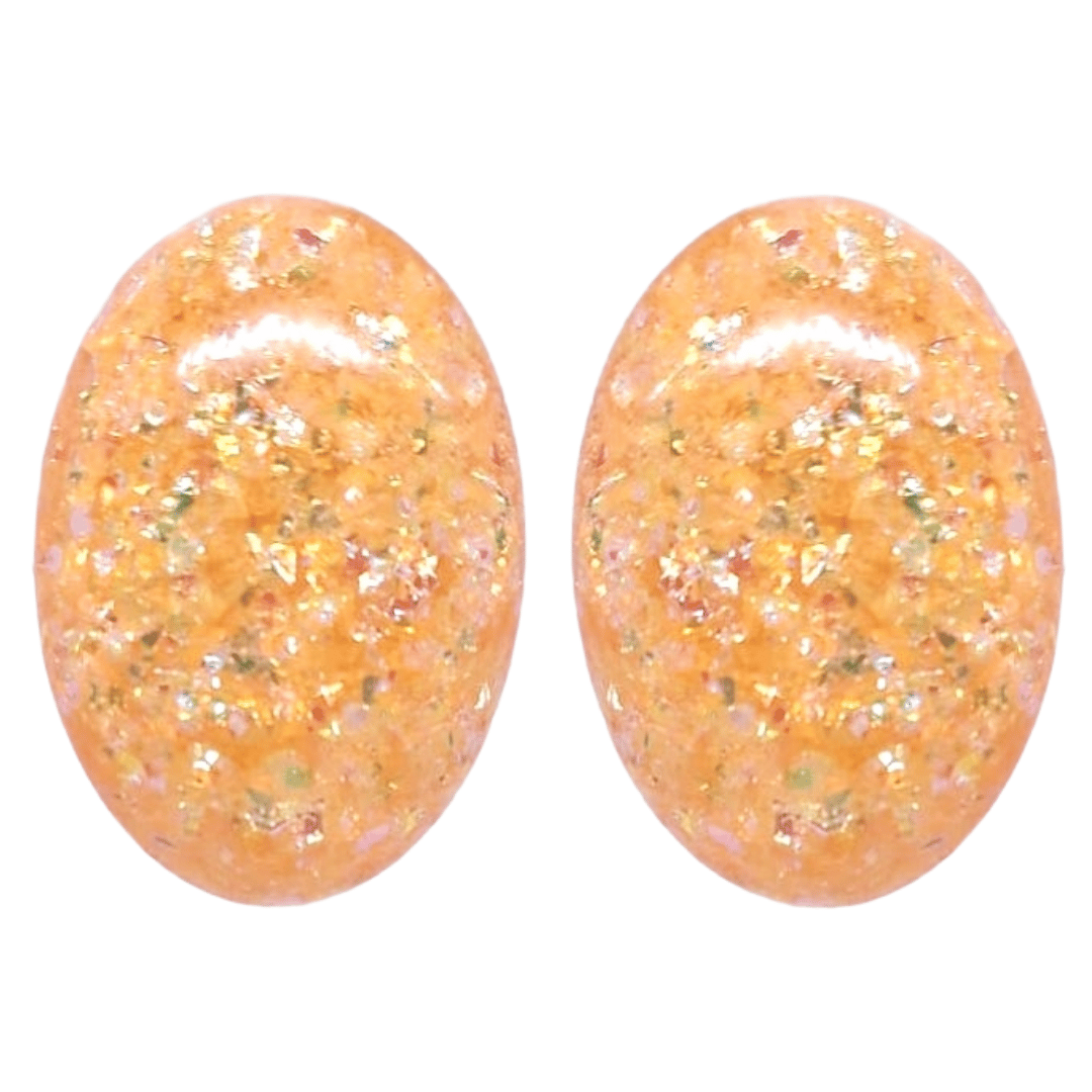 Retro 1960's Oval Glitter Stud Earrings Orange by Atomic Cat