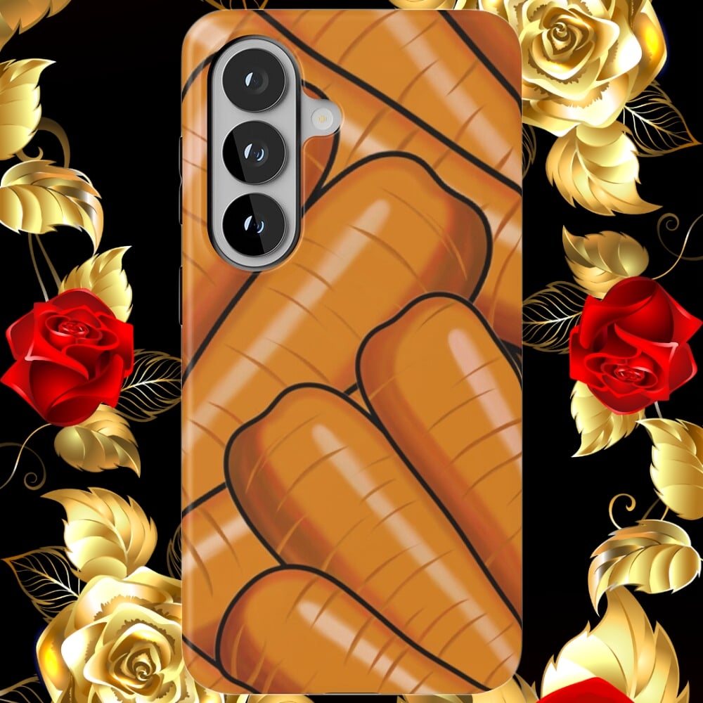 A phone case displaying an illustration of Carrots.