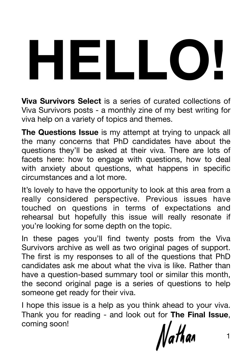 Page 1 of the zine titled HELLO! A one-page overview of the zine's contents