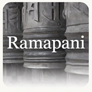 Ramapani logo showing minimalist photo of Buddhist prayer wheels and simple text logo
