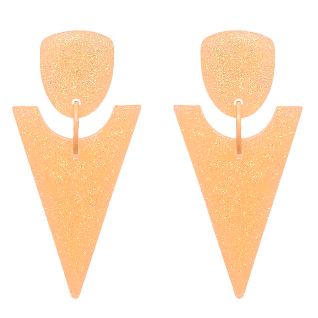 Retro 1980's Style Triangle Geometric Earrings Orange by Atomic Cat